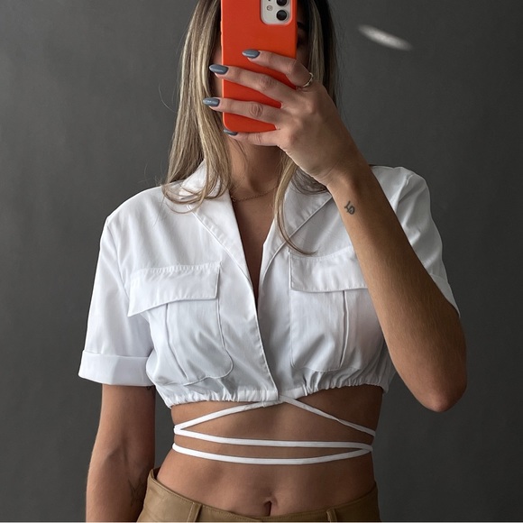 White Crop Top - Picture 2 of 5